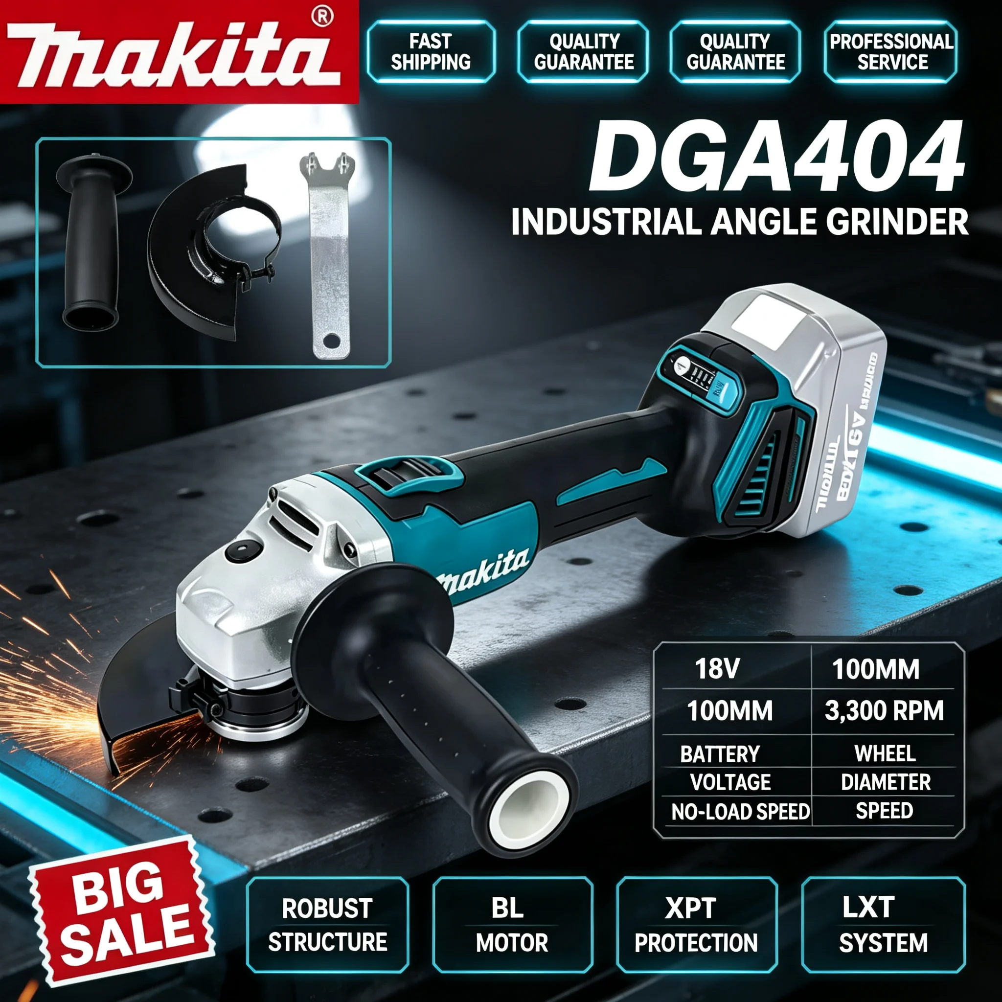 Brushless Angle Grinder Battery Powered - Аккумуляторная бесщеточная угловая шлифовальная машина Makita