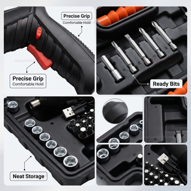Набор из 47 предметов: перезар – обзор и цена Electric Screwdriver Rechargeable Usb