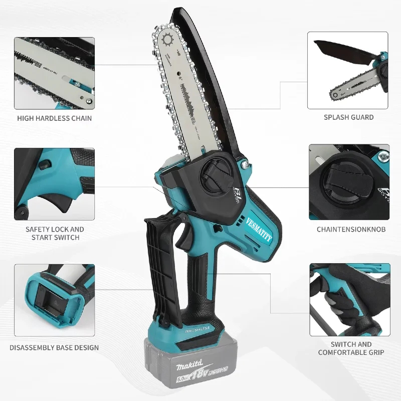 VESMATITY 6-дюймовая аккумулят – обзор и цена Mini Electric Chainsaw 6 Inch